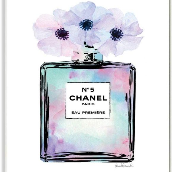 Other - CHANEL No.5 PARIS Pastel Floral Daisies Watercolors Hanging Wall Decor